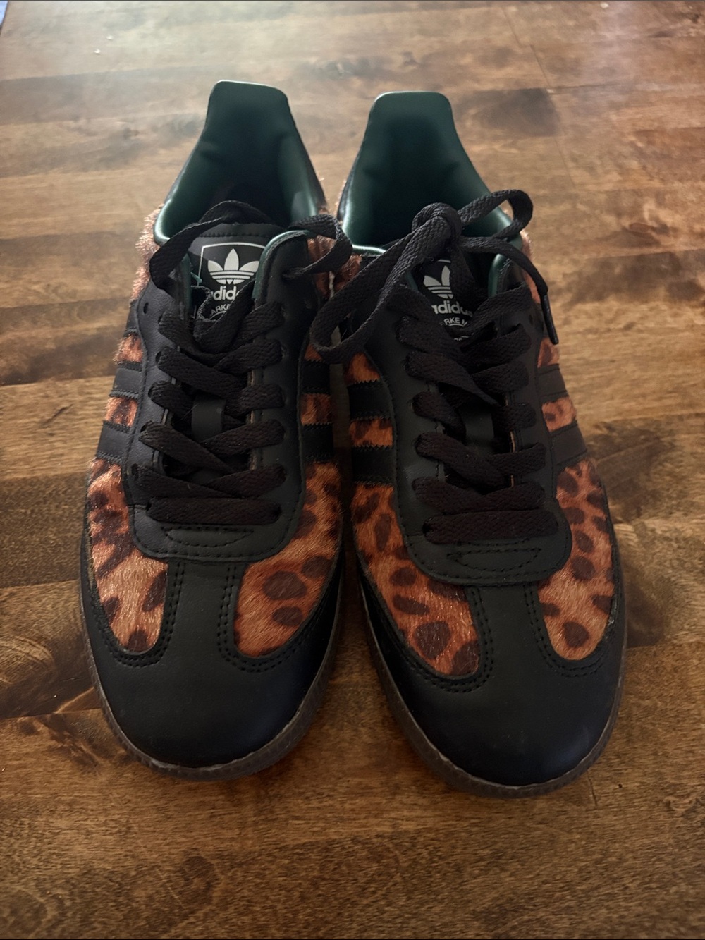 adidas Leopard Print Samba Sneakers in Black and Brown